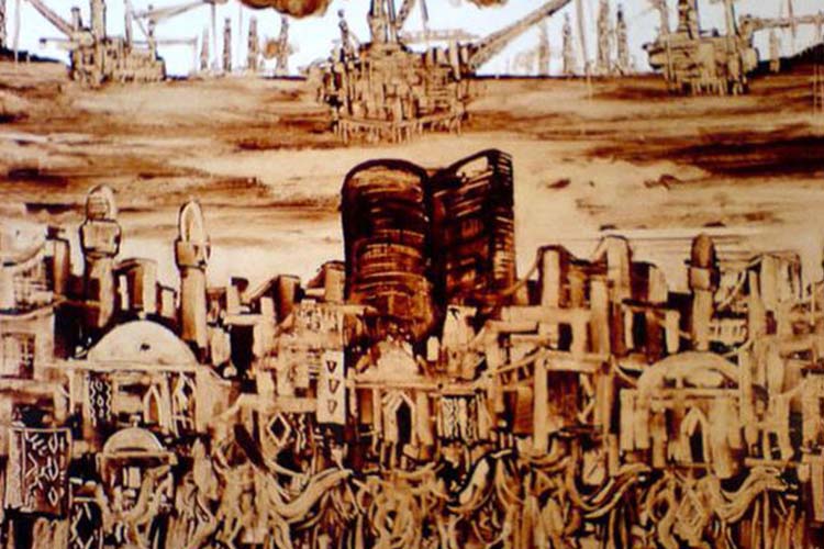 نقاشی با نفت خام سوغاتی باکو