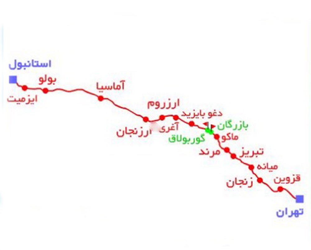 مسیر و برنامه قطار تهران استانبول