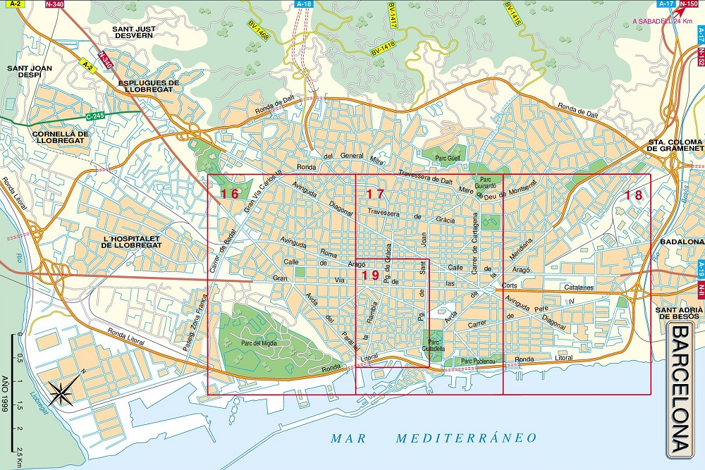 نقشه شهر بارسلونا